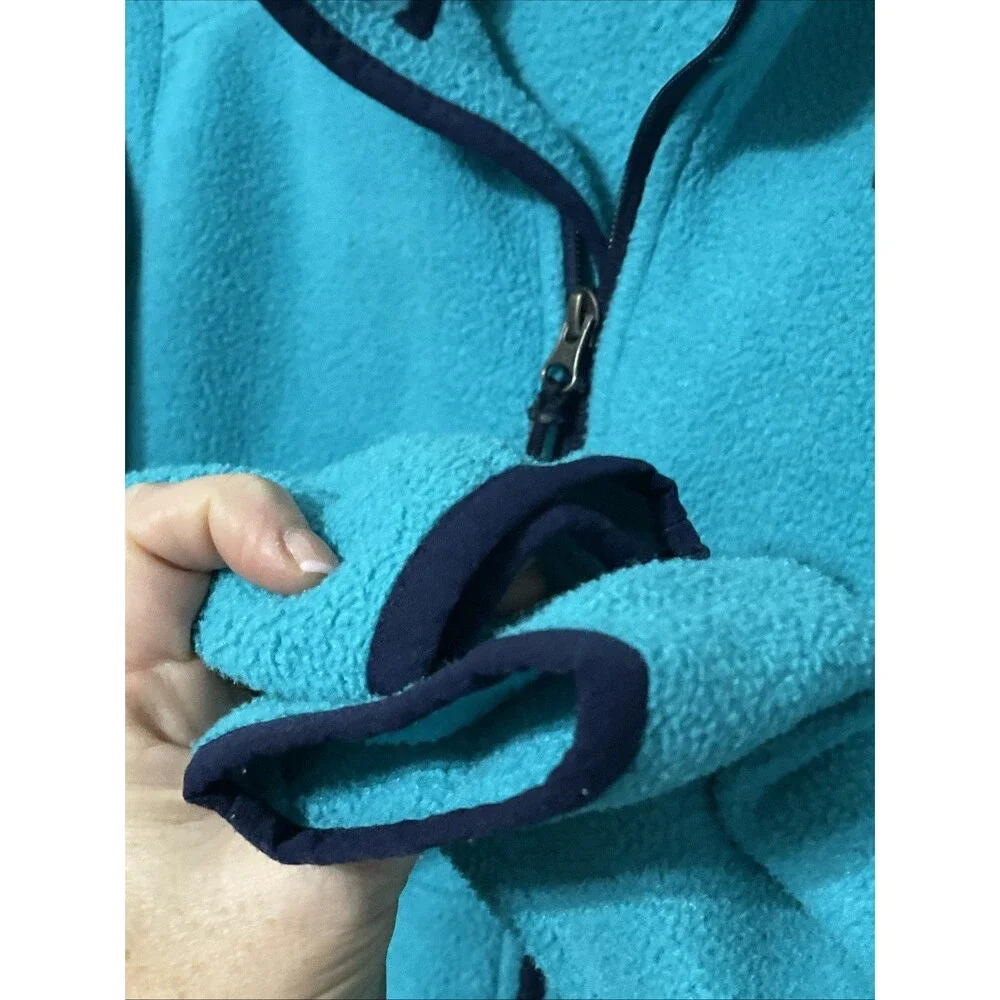 LL Bean Youth Blue Fleece Jacket Full Zip Up Zipper Pockets Size 10/12